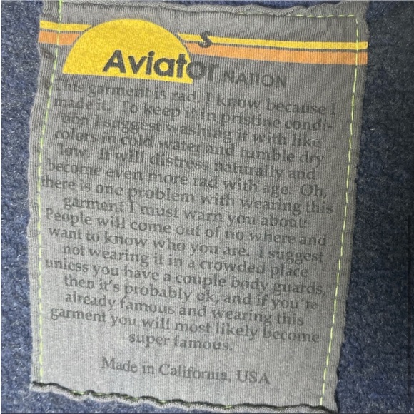 Aviator Nation Blue gradient 5 Stripe Hoodie Full Zip Sweatshirt Women’s Small - Picture 4 of 6